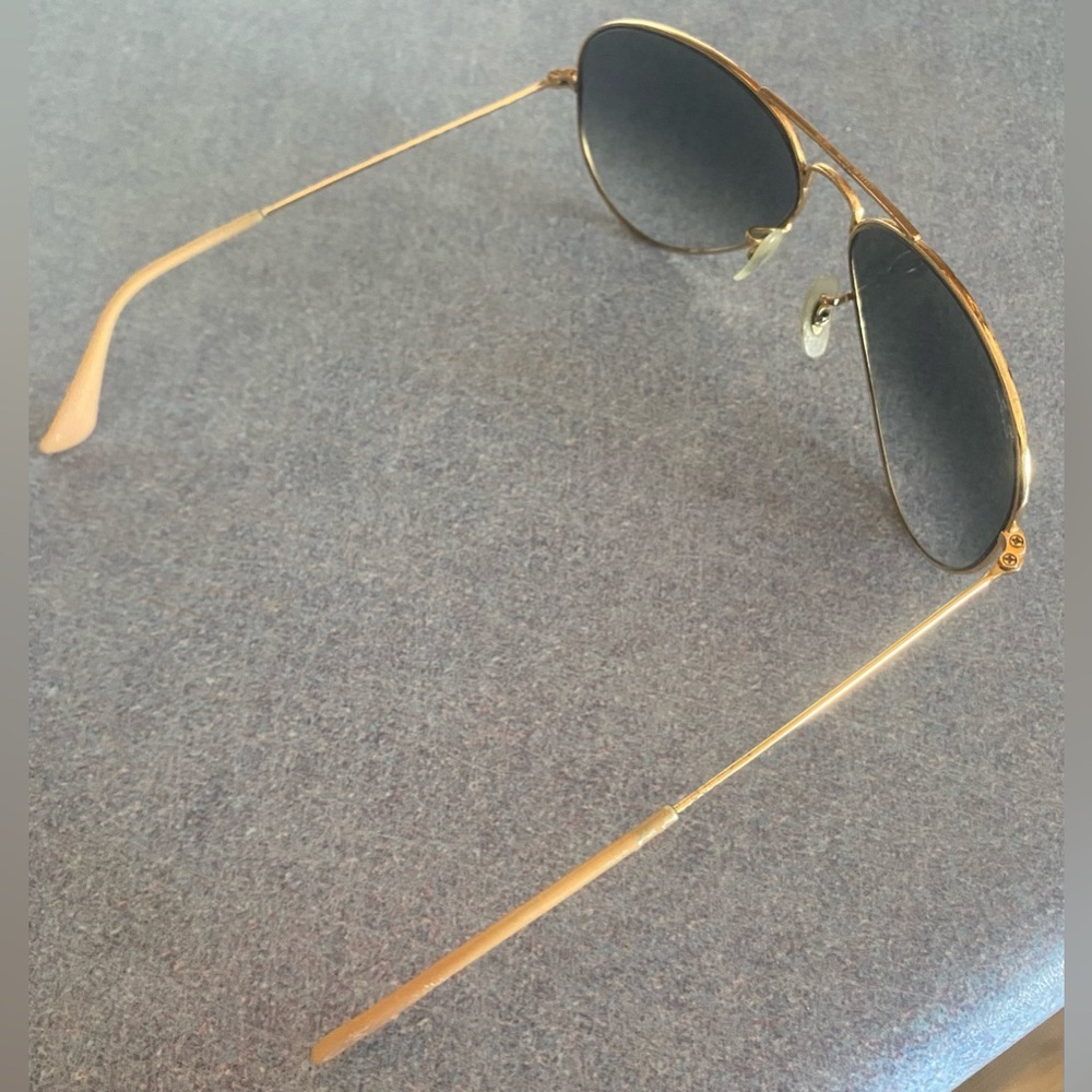 Ray-Ban Aviator Sunglasses Vintage 58014 Gold Frame Flash Blue Lenses - Picture 5 of 10